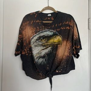 Vintage Eagle Custom Black Dye Tie Front Shirt